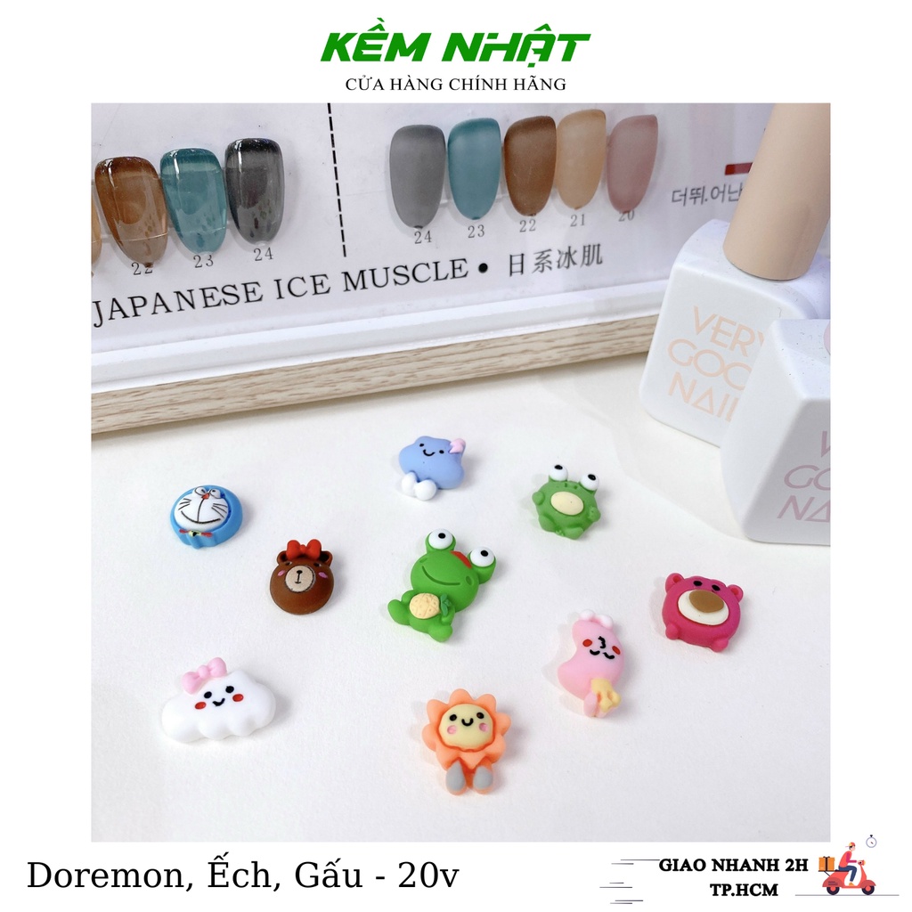 Charm Đính Móng Hoạt Hình Ếch, Doremon, Gấu - 20v