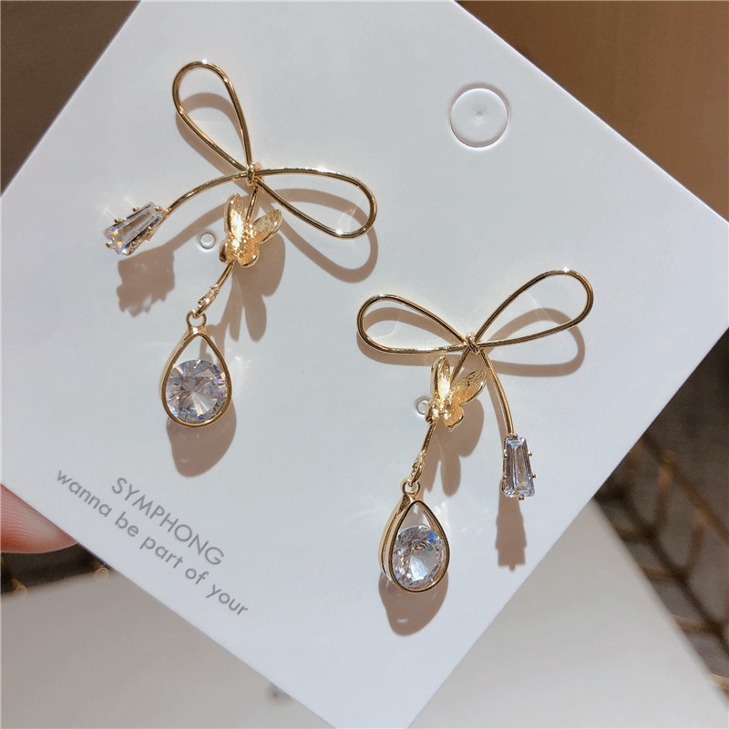 Khuyên Tai Bạc Đính Đá Zircon Phong Cách Hàn Quốc Mới 2021
