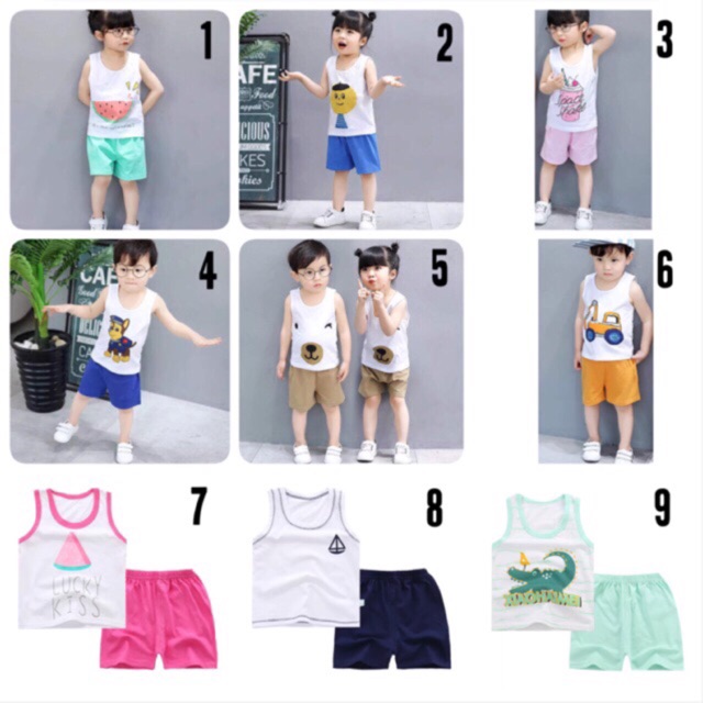 [10-18kg] Bộ ba lỗ Quảng Châu xuất Hàn bé trai và bé gái