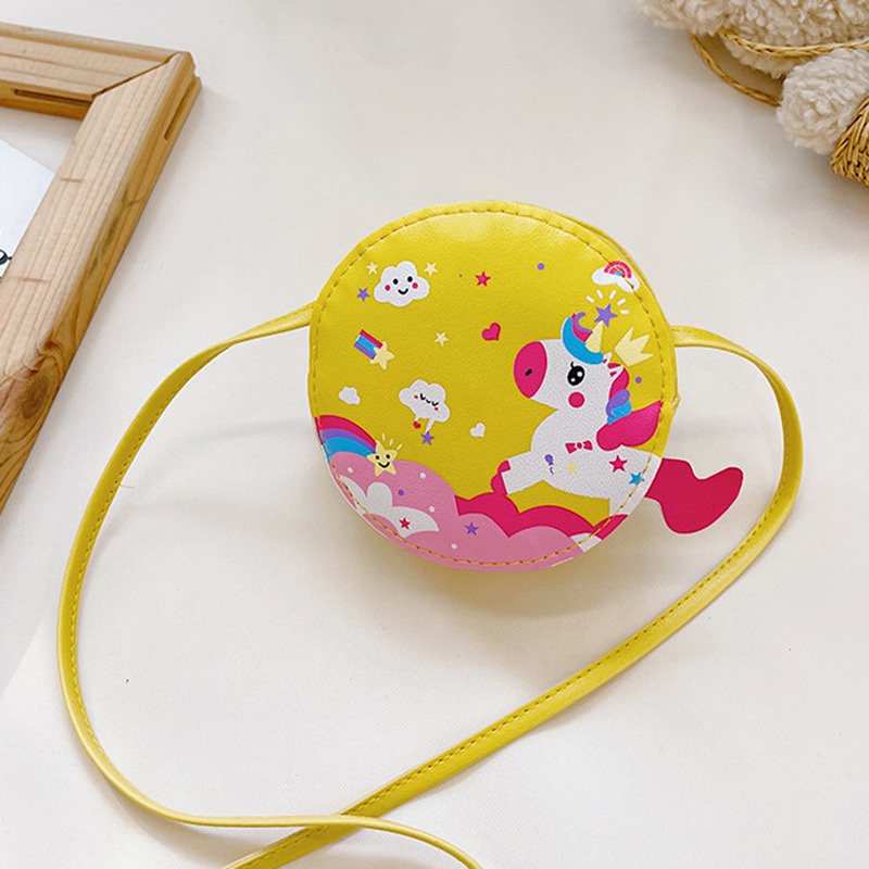 Túi đeo chéo mini bằng da PU in họa tiết hoạt hình dễ thương cho bé gái