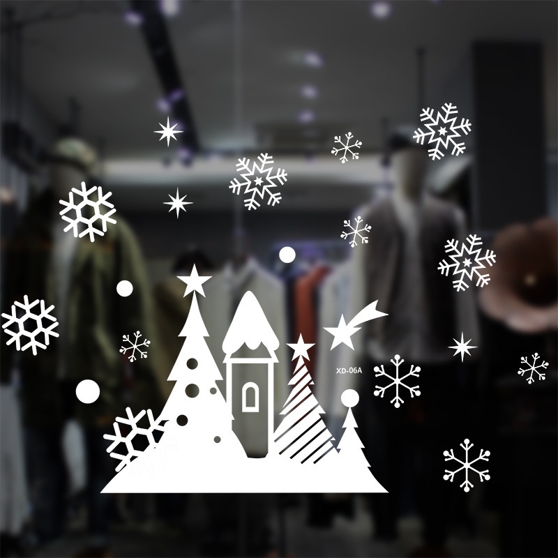 Nhãn Dán Trang Trí Cửa Sổ Họa Tiết Ông Già Noel / Người Tuyết Tự Dính Có Thể Tháo Rời