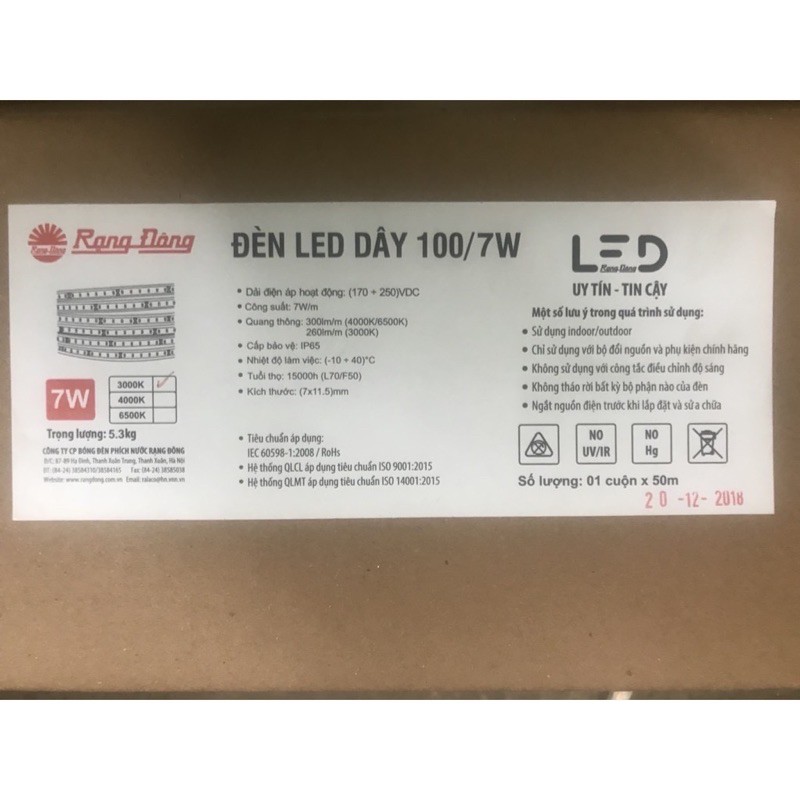 [ Mua 20m trở lên tặng 1 bộ nguồn DC ] Led dây rạng đông 100/9W