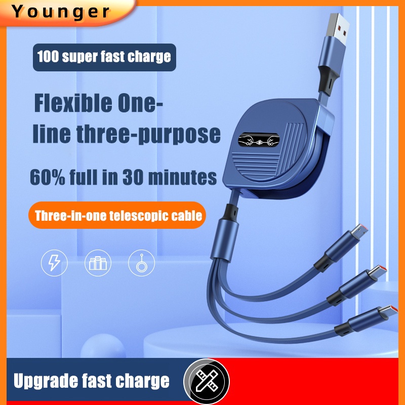 Cáp SạC Nhanh Usb 6a 100w 3 Trong 1 Chuyên DụNg Cho Android