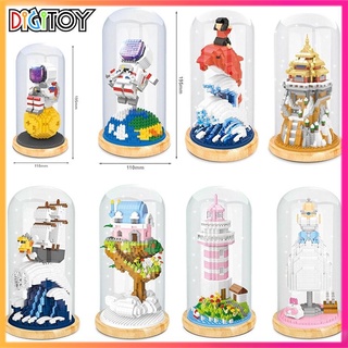 [Có đèn, có hộp mica] Mô hình phi hành gia vũ trụ trong lồng kính 2 Đồ chơi lắp ráp xếp hình quà tặng bé trai gái trẻ em