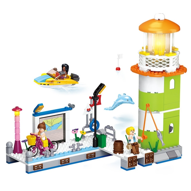 Sluban 277pcs Friends Mounting Blocks New Pink Dream-Olphin Bay Pier Educational Mounting Toy For Kids