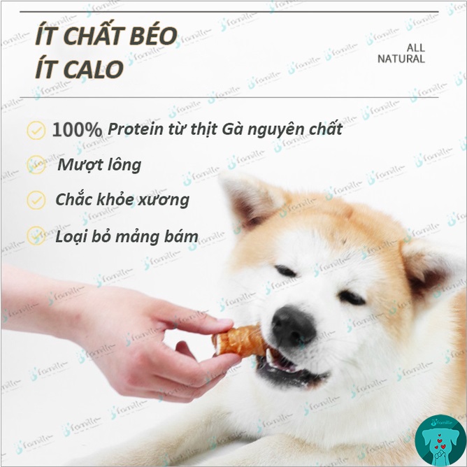 [BỔ SUNG COLLAGEN]Treat Thưởng Học Lệnh JFamille, Gà Phủ Sụn Cá, Pet Snack Gặm Dinh Dưỡng Thú Cưng. 100Gr/ JF133