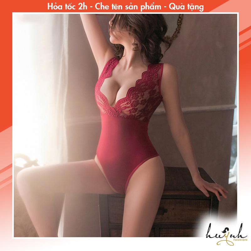 Bodysuit Ren Sexy Trơn Xẻ Đáy Gợi Cảm - B35