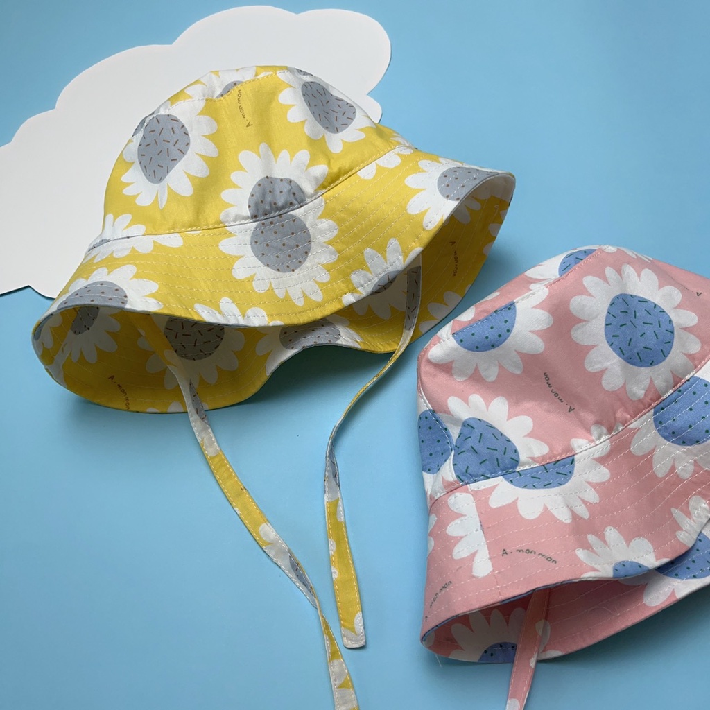 Nón rộng vành PocoHome bé gái 0-1 tuổi,mũ tai bèo COTTON tự nhiên thoáng khí, mềm mát cho bé đội Hè phong cách dễ thương