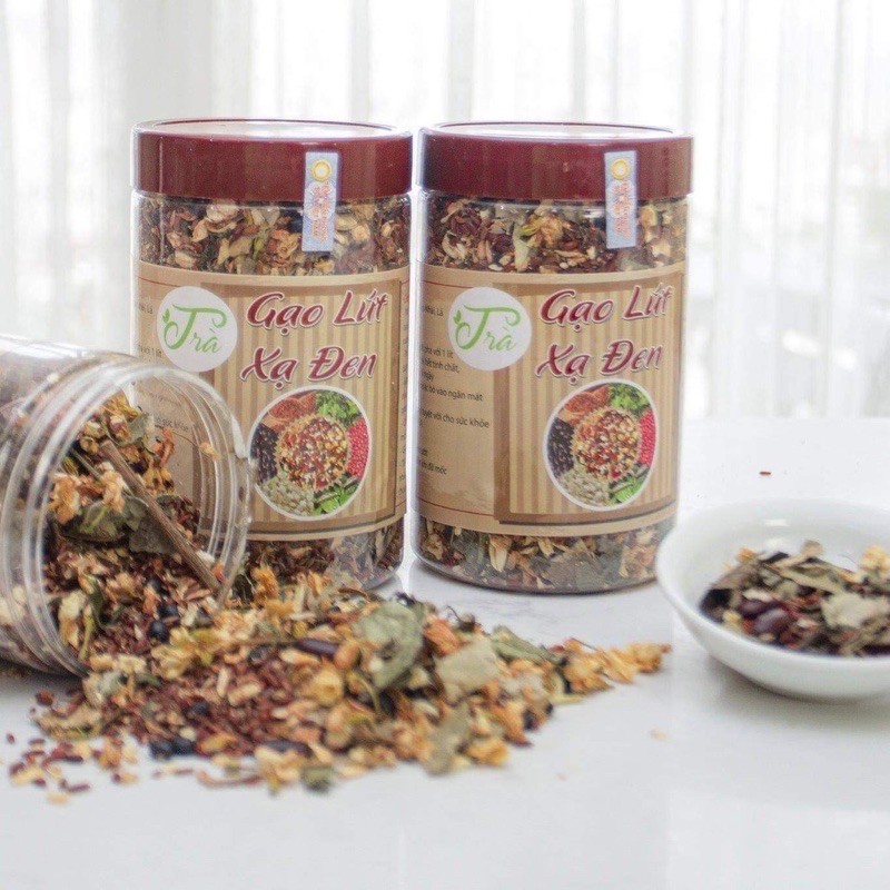 Trà gạo lứt xạ đen thảo mộc mát gan thải độc hộp 500g