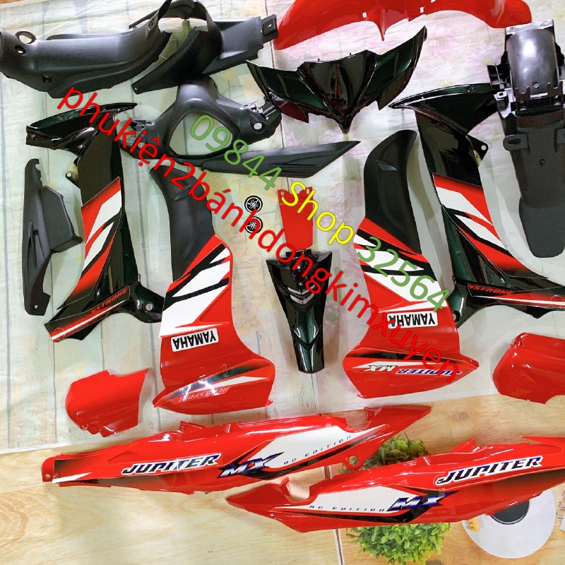 Bộ dàn áo xe JUPITER MX MÀU ĐỎ ĐEN --vỏ nhựa xe JUPITER GRAVITA-nhựa nguyên sinh cao cấp