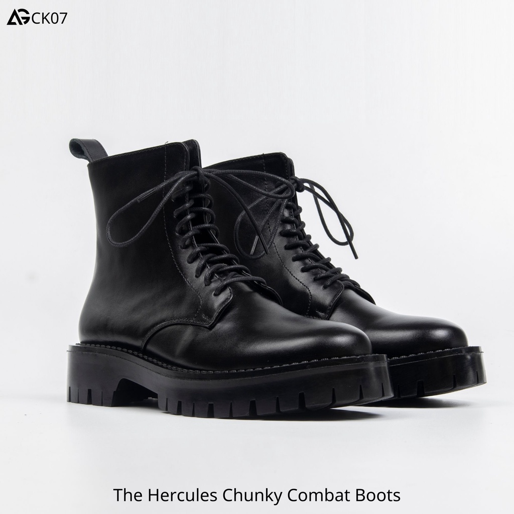 Giày nam da bò nhập khẩu cao cổ The Hercules Chunky Combat boots August