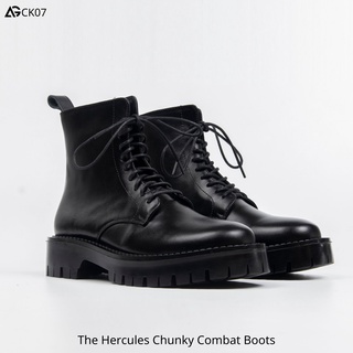Giày nam da bò nhập khẩu cao cổ The Hercules Chunky Combat boots August