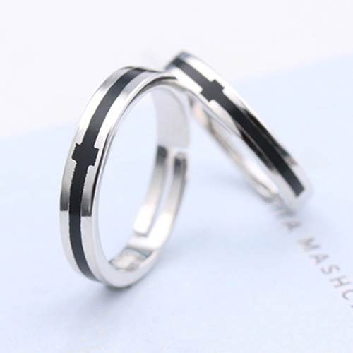 Nhẫn cặp đôi nam nữ viền đen nổi bật phong cách Hàn Quốc