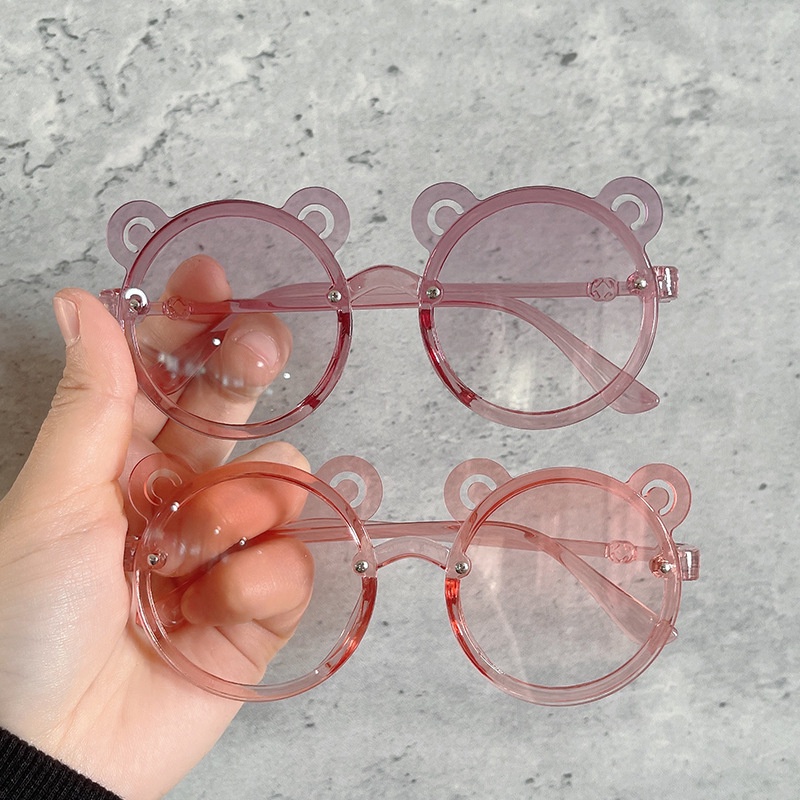 Kính Mát Gọng Tròn Nhiều Màu Sắc Họa Tiết Tai Gấu Thời Trang Cho Bé