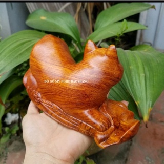 Tượng con mèo gỗ hương (ngang 15cm, 20cm)