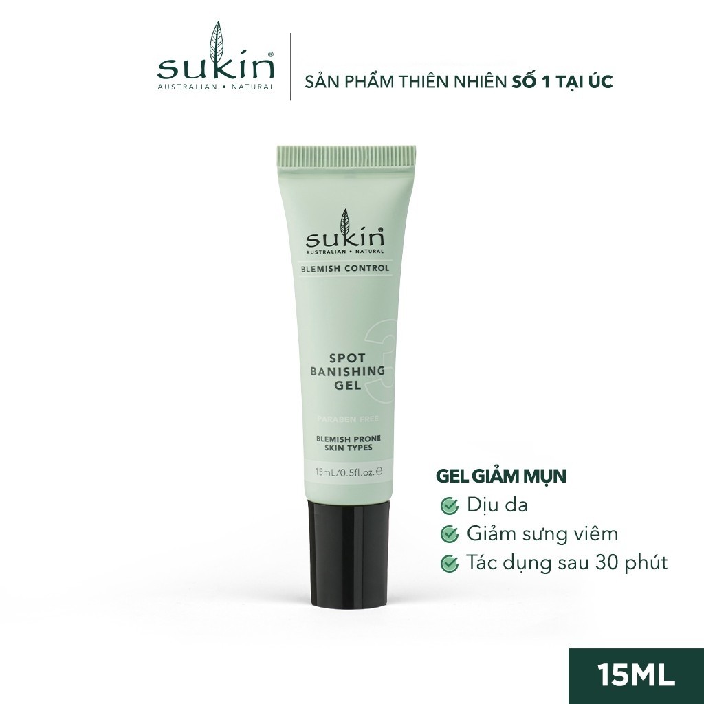 Bộ 4 sản phẩm chăm sóc da mụn toàn diện Sukin Blemish Control (Sữa rửa mặt + Nước cân bằng + Gel trị mụn + Kem dưỡng ẩm)