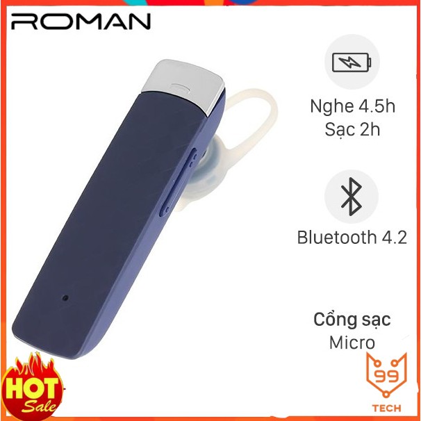 Tai nghe Bluetooth Roman R552N Xanh ( Hàng Chính Hãng)