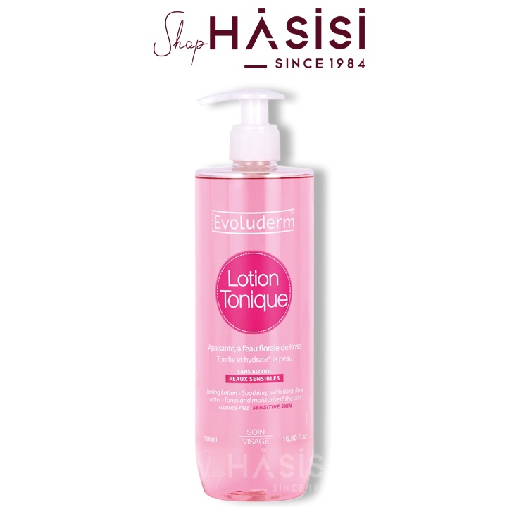 Nước Hoa Hồng Giữ Ẩm EVOLUDERM - Lotion Tonique Toning Lotion Sensitive Skin 500ml