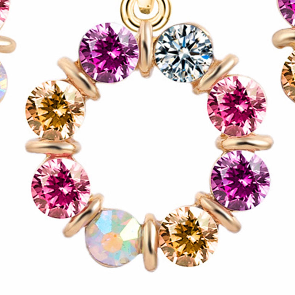 Bộ Vòng cổ + Cặp Khuyên Tai Đính Đá Nhiều Màu Sắc Sang Trọng