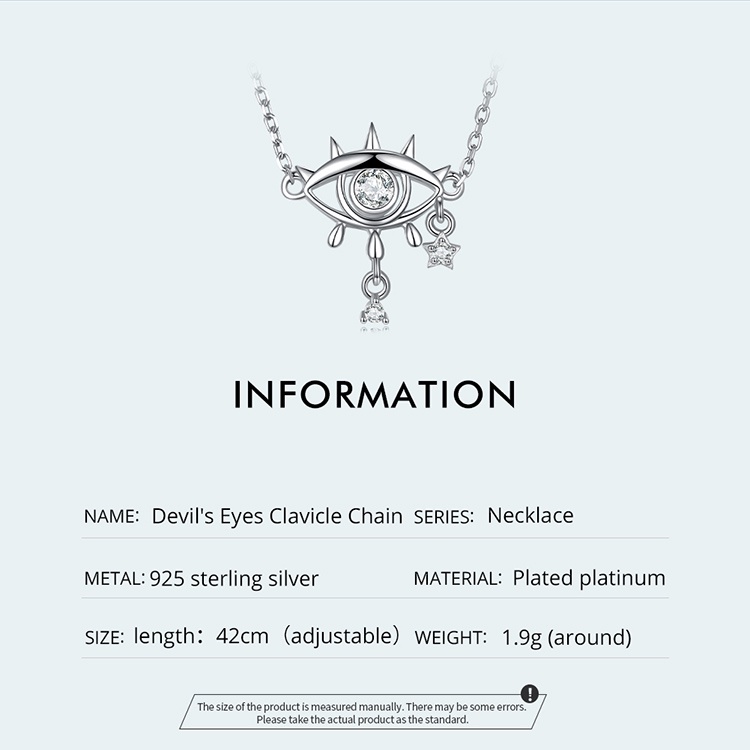 BAMOER Vòng cổ bạc 925 Mặt Hình Mắt Quỷ Thời Trang Cho Nữ