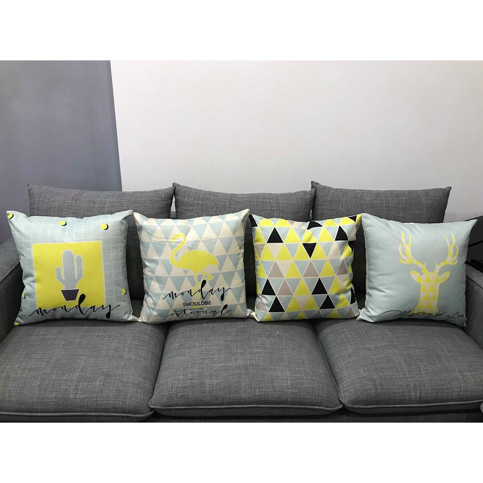 Gối tựa lưng sofa, gối tựa vuông 45x45 vải gai