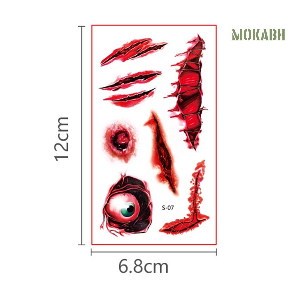 Set 10 Tấm Hình Xăm Dán Tạo Hiệu Ứng 3D Không Gây Đau Phong Cách Halloween Độc Đáo