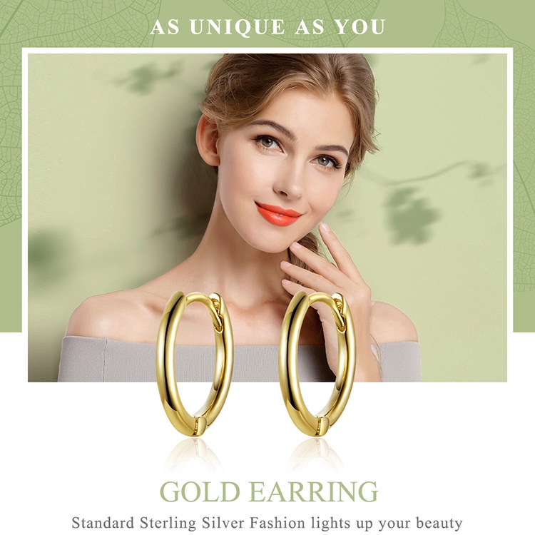 Bông Tai Bamoer bạc Tông Màu Vàng Hình Tròn Đơn Giản Dành Cho Nữ