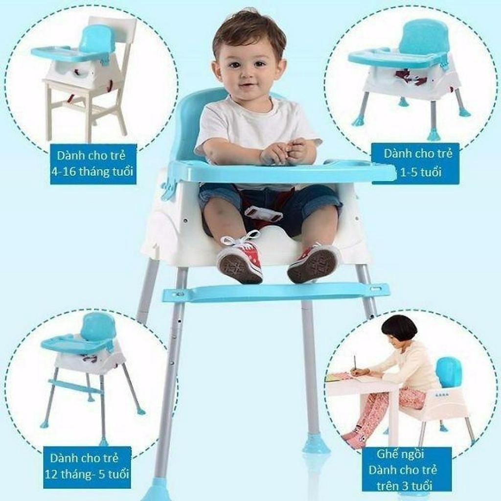 Ghế ăn dặm cao cấp có 3 mức điều chỉnh độ cao, có bánh xe tiện di chuyển hàng chính hãng bảo hành 12 tháng
