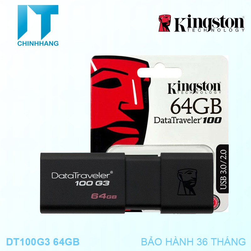 USB Kingston DT 100G3 64GB USB 3.0 (DT100G3/64GBFR) - Hàng Chính Hãng