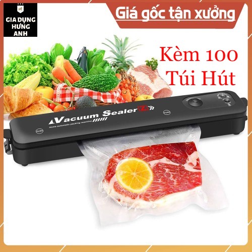 Máy Hút Chân Không Thực Phẩm Kèm Hàn Miệng Túi Vacuum Sealer ( Kèm 100 túi hút )