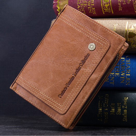 2022 Contac N1250 - Bảo Hành 2 Năm - Bóp Ví Đứng Dài Cầm Tay Da Ngựa Điên Women Wallet Genuine Bò - Nam