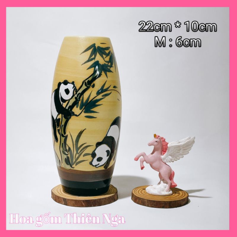 Lọ hoa gốm sứ men khô Bát Tràng cao 22cm - 12 họa tiết