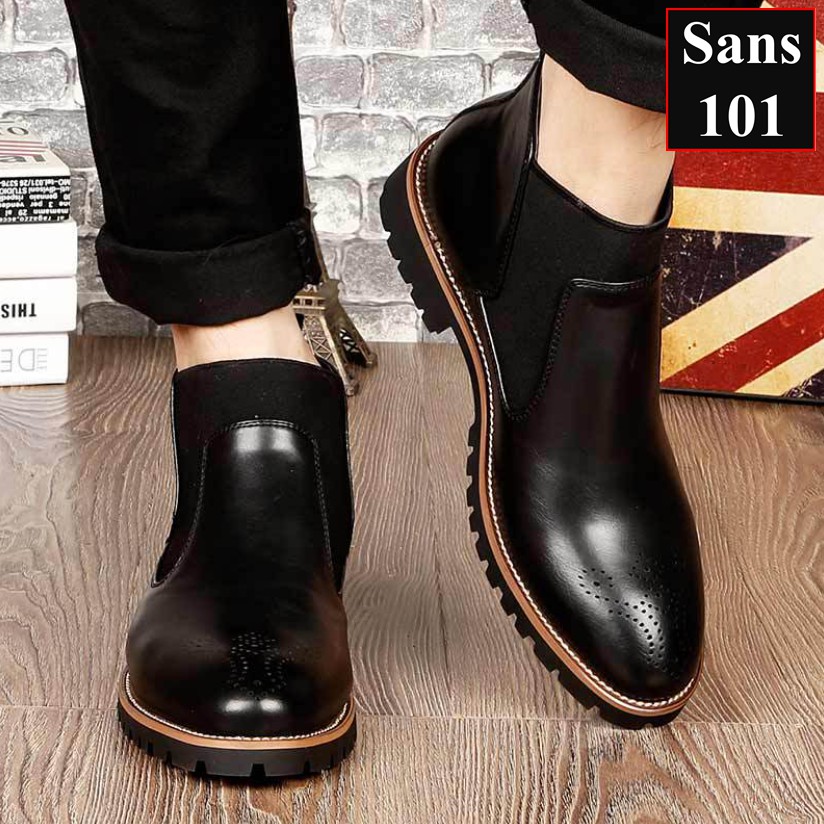 Giày nam cao cổ giầy bốt da bò chelsea boot