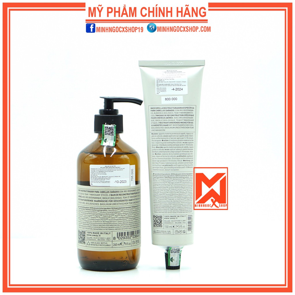 BỘ DẦU GỘI & KEM Ủ TÁI TẠO CẤU TRÚC TÓC ROLLAND OWAY REBUIDING 240ML/150ML - CHÍNH HÃNG