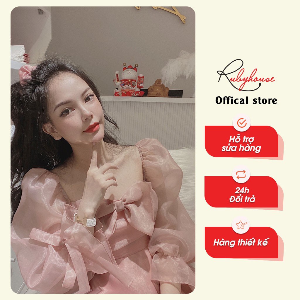 Váy Thiết Kế RUBY HOUSE - Kiểu Dáng Tiểu Thư Xinh Đẹp, Cổ Vuông, Tay Bồng, Chất Organza Cao Cấp 3030 | BigBuy360 - bigbuy360.vn