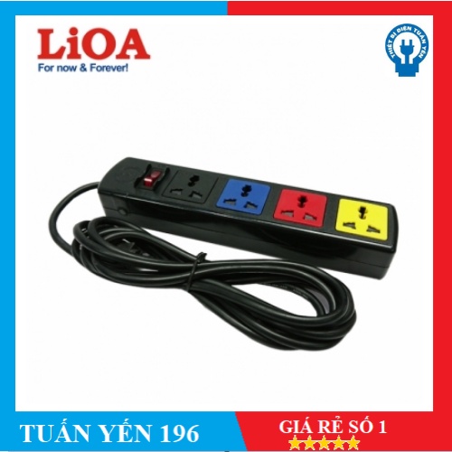 Ổ cắm điện LIOA  FREESHIP  Ổ cắm điện LIOA 4 lỗ, ĐA NĂNG có công tắc, dây dài 3m/5m 1000W- TUẤN YẾN