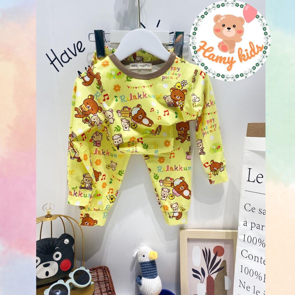 Bộ Minky Mom Chính Hãng Dài Tay Bé Trai Bé Gái Chất Thun Lạnh 3D Thoáng Mát Cho Bé Từ 0-5 Tuổi Dưới 20kg - Hamykids
