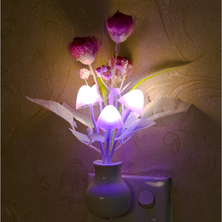 Đèn ngủ cảm ứng hình nấm và hoa hồng LED đổi màu tuyệt đẹp