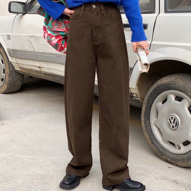 QUẦN JEAN SUÔNG FORM VỪA MÀU NÂU-7159