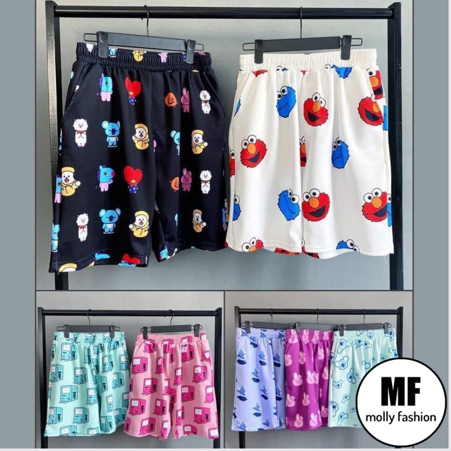 Quần Short lửng Cartoon Unisex ❤️ QUẦN ĐÙI HOẠT HÌNH NHIỀU MẪU 1 nam nữ Freesize Molly Fashion