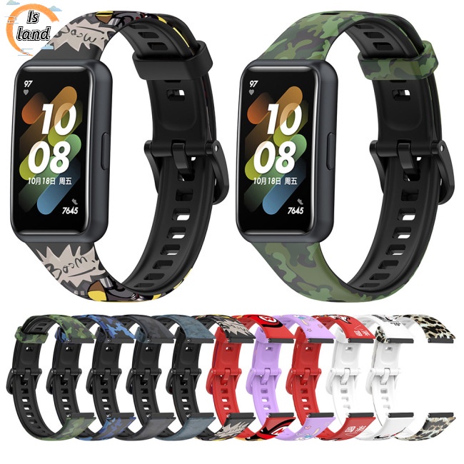 Dây Đeo Thay Thế Chất Liệu Silicon Họa Tiết Hoa Thời Trang Cho Huawei Band 7