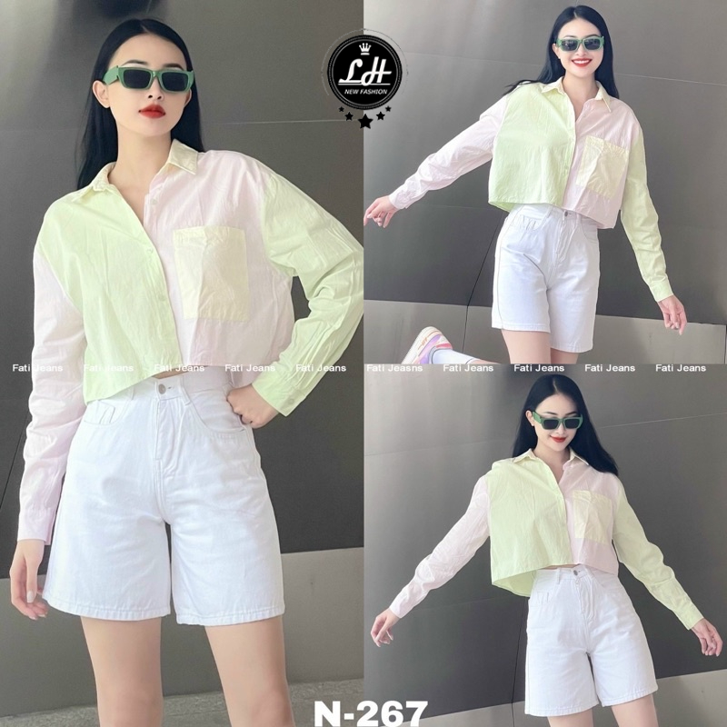 Quần short trắng nữ ống rộng jean kaki chất đẹp Lê Huy Fashion MS 267