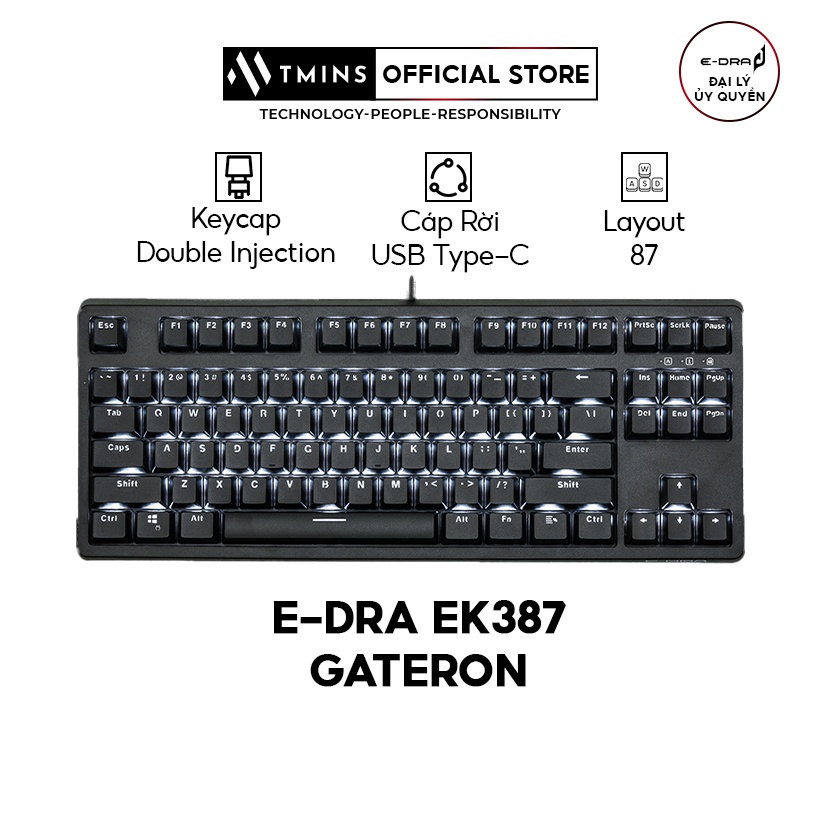 Bàn phím chơi game cơ E-DRA EK387 gateron