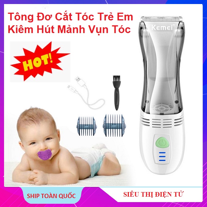 Tông Đơ Cắt Tóc Trẻ Em Kemei Km-79, Có Chế Độ Hút Tóc Tăng Đơ Hớt Tóc TOIR TR102 - Bảo Hành 6 Tháng