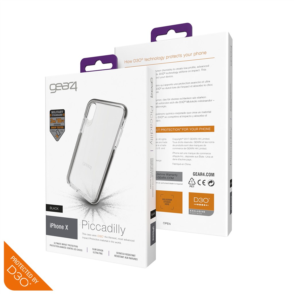 Ốp lưng Gear4 Piccadilly chống sốc lên đến 4m - Công nghệ độc quyền D3O - dành cho 6/7/8, X và 11 series iPhone