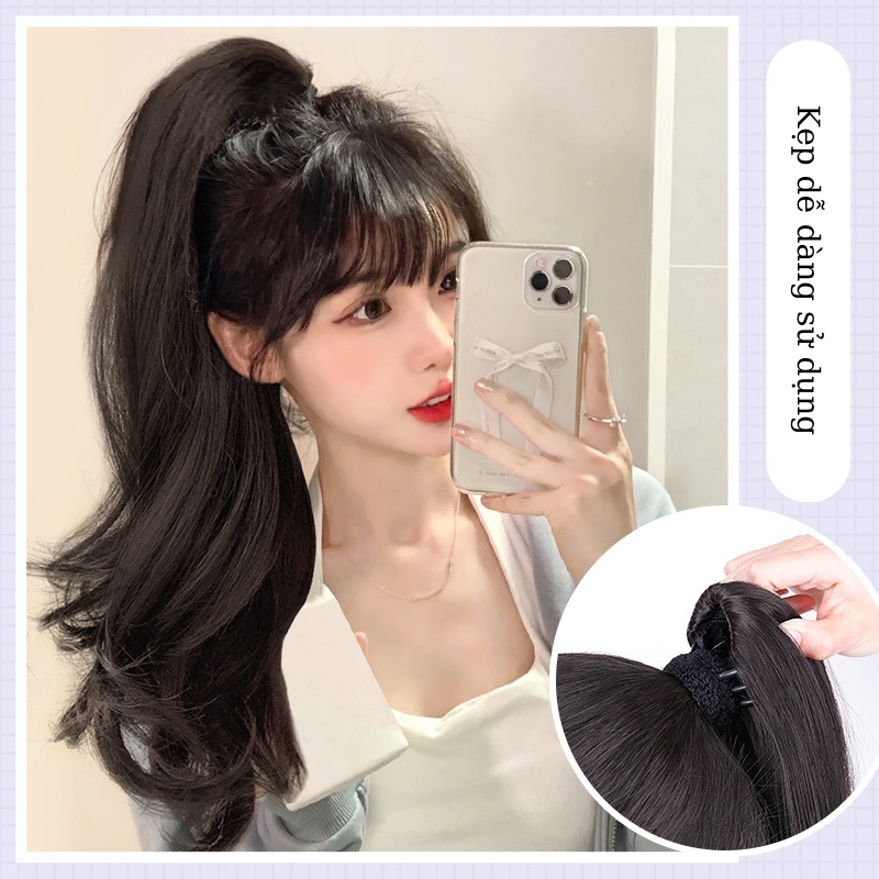 Tóc giả ngoạm xoăn đuôi sóng - Tóc giả nữ kẹp đuôi ngựa ngoặm xoăn sóng dài 45cm, 50cm - 32