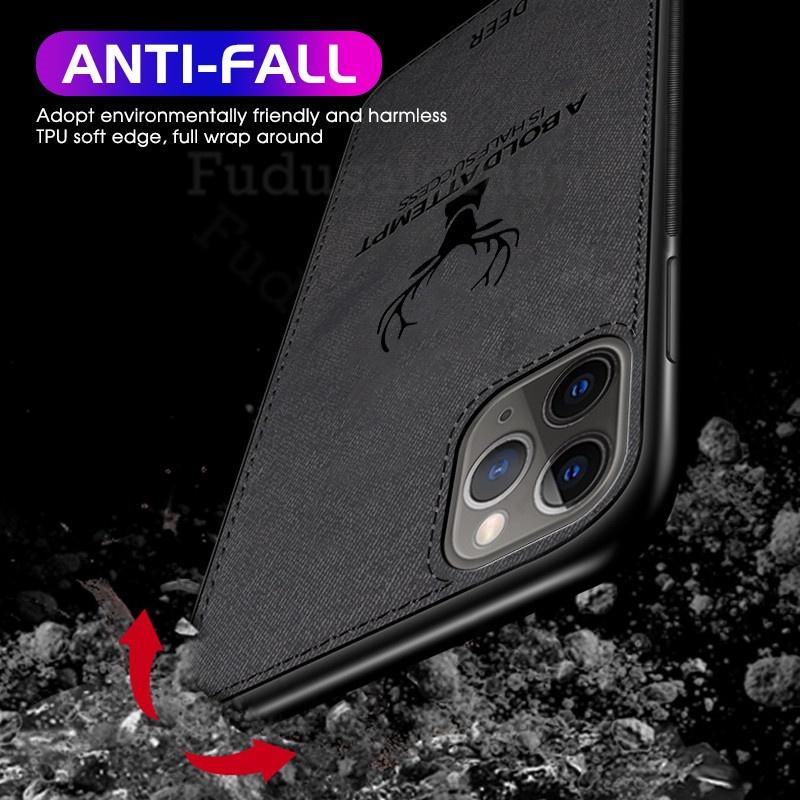 Ốp Điện Thoại Vải Mềm Họa Tiết Hươu Cho iPhone 11 Pro Xs Max XR Xs X 8 7 6s 6 Plus SE 2020