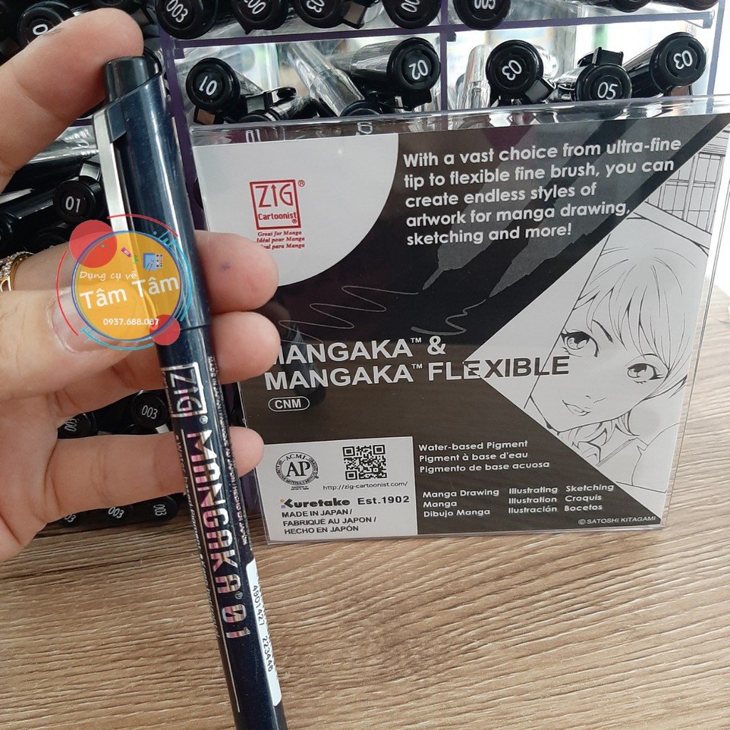 Full bộ 9 cây bút Line MANGAKA ZIG KURETAKE mực đen sản xuất tại Nhật-Dụng cụ vẽ Tâm Tâm [SHIP HÀNG SAU 01/10/2021]