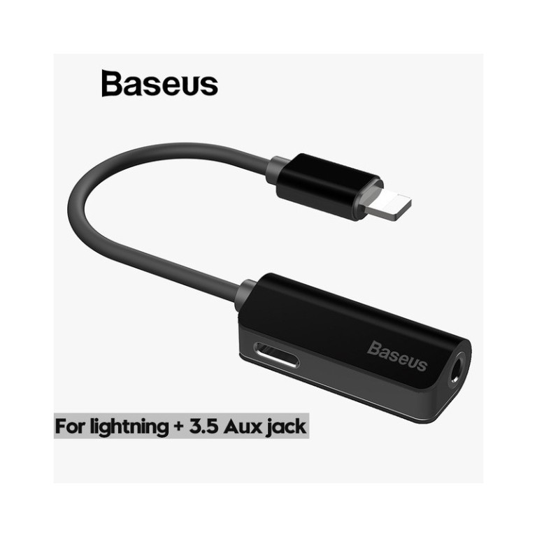 Jack âm thanh Baseus L32 2 trong 1 cho iPhone từ Lighting sang jack 3.5mm và Lightning.Hỗ trợ nghe nhạc và sạc đồng thời