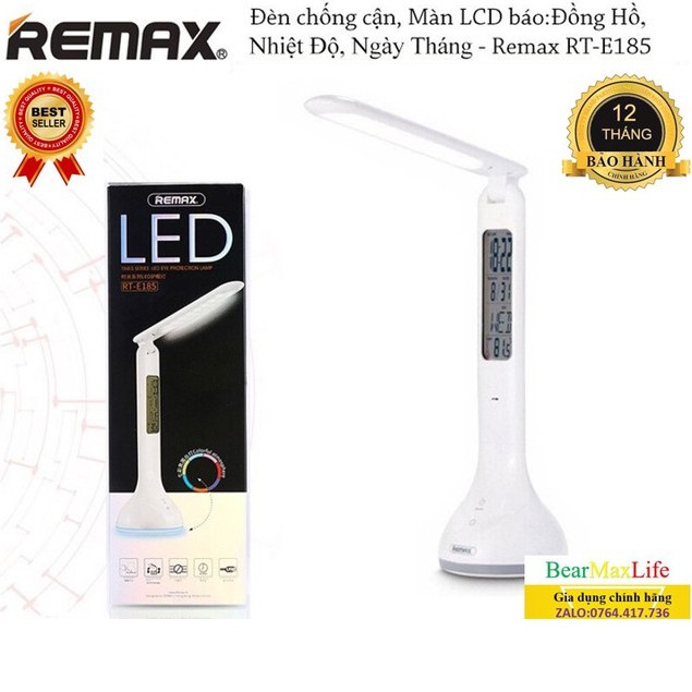 [FreeShip][Ship 2H]REMAX RT-E185 TIME SERIES LED: Đèn bàn LED tích điện chống cận 3 chế độ sáng - Hiển thị Ngày,Giờ,Nhiệ